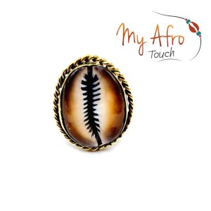 Bague en bronze avec son grand cauri marron
